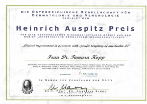 Heinrich-Auspitz-Preis für Dr. Tamara Kopp