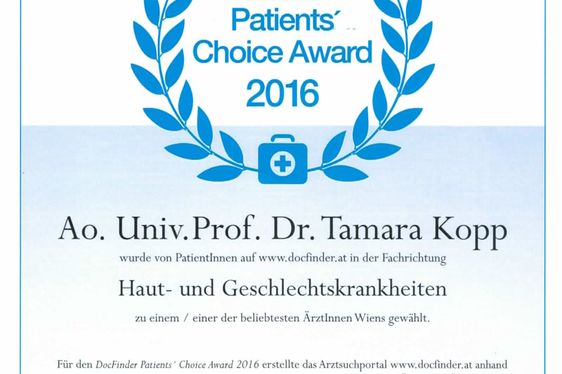 Patients Choice Award 2016 - Dr. Tamara Kopp