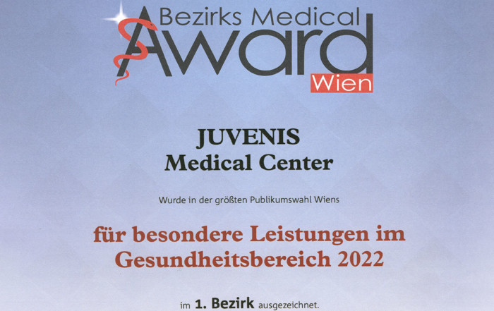 Bezirks Medical Award 2022 für JUVENIS Wien 1