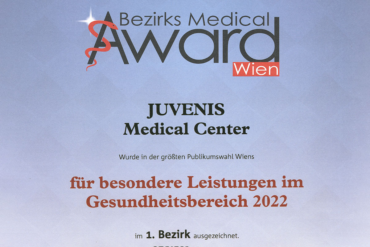 Bezirks Medical Award 2022 für JUVENIS Wien 1